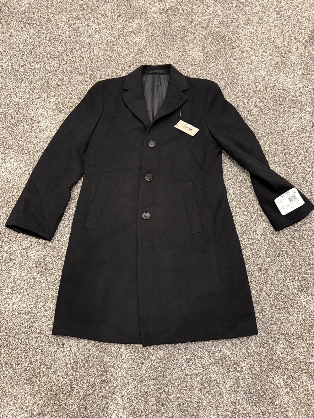 Kenneth Cole Men's Black Single-Breasted Pea Coat